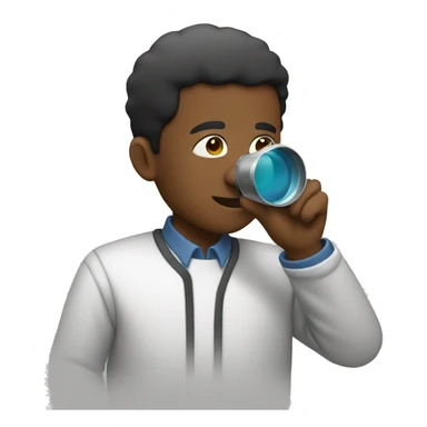 black man searching with loupe sticker