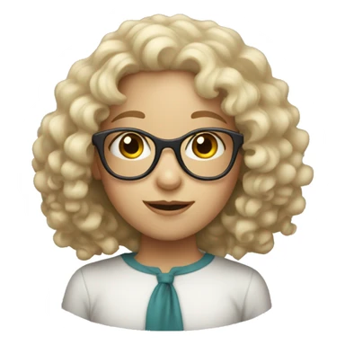 Pale curly head girl with glasses sticker
