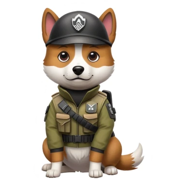 A dog in a rainbow six siege outfit  sticker