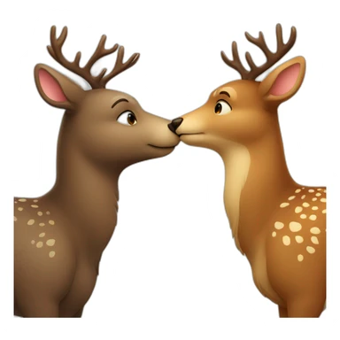 a bear and a deer kissing sticker