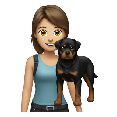 Girl with brown hair and Rottweiler sticker
