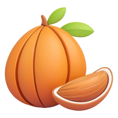 large almond with shell, realistic sticker