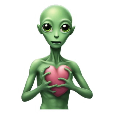Alien puts her right hand on her heart sticker