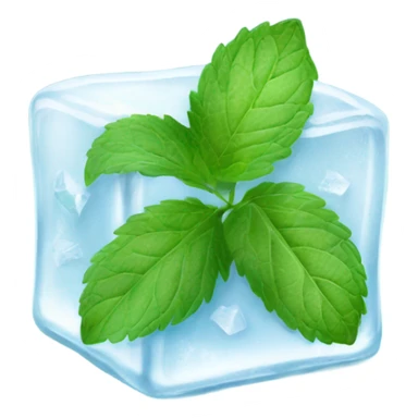 white ice cube with mint leaves on it sticker