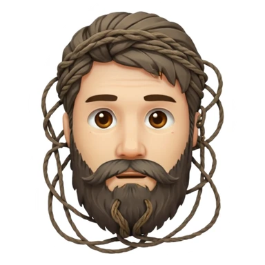 Bearded man tangled in strings sticker