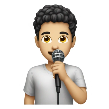 White Kid dark hair holding a microphone  sticker