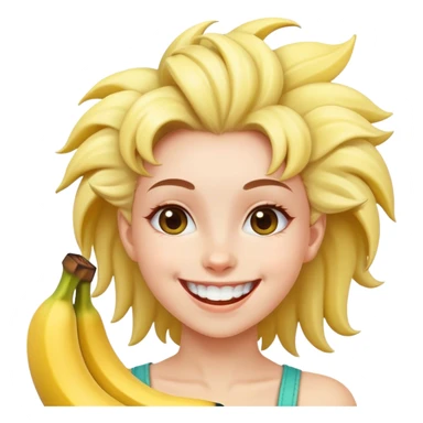 happy girl with banana smile spike hairdo  sticker