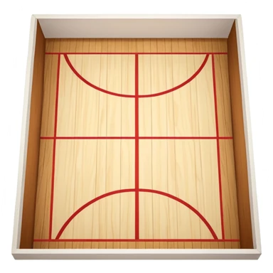 2d squash court with white wall and wood floor, top-down view sticker