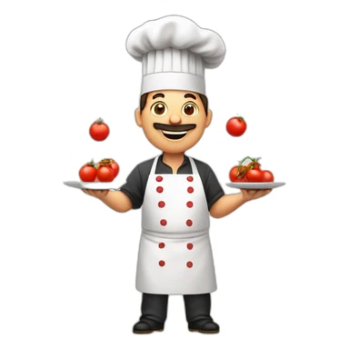 Italian chef juggling tomatoes and salami sticker