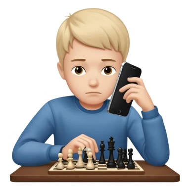 a boy that plays chess on his phone at english lesson sticker