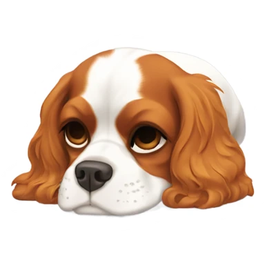 a cavalier king charles spaniel curled up asleep sticker