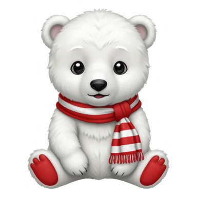 baby polar bear with red stripes scarf  sticker