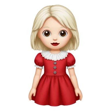 Toy ragdoll in red dress  sticker