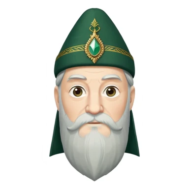 albus dumbledore long beard from harry potter with dark green turkish fez cap and decorative motifs, no gem sticker