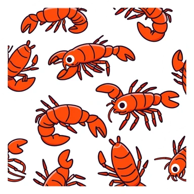  dancing lobster eating fried  shrimp ￼ sticker