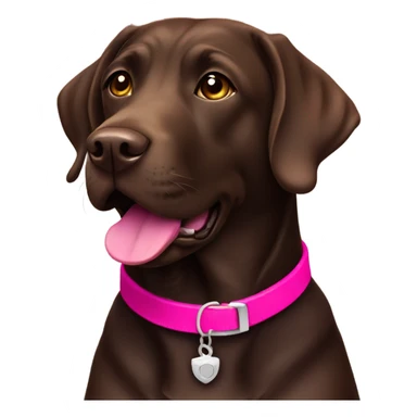 Dark brown labrador with hot pink collar sticker