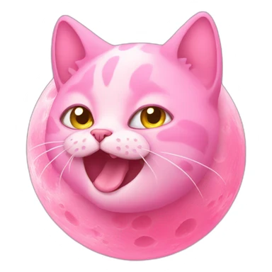 pink cat eat moon sticker