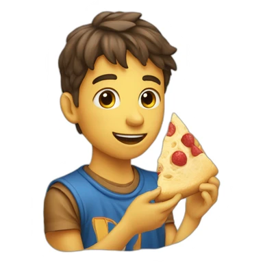 Young man eating a camenbert sticker