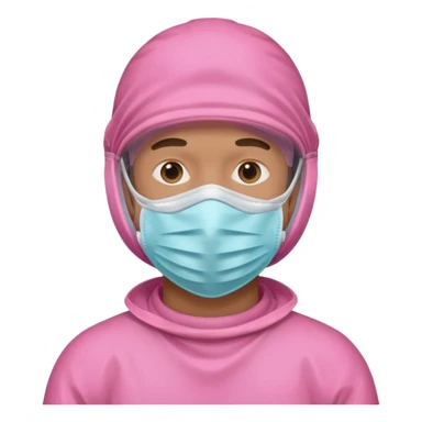 man in pink protection clothes with full-faced pink mask covered whole face sticker