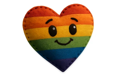 rainbow pride heart, plush portrait style, no text sticker