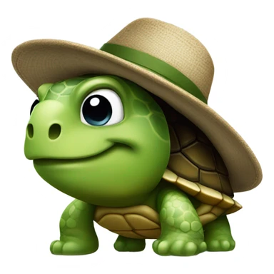 Turtle with a hat sticker