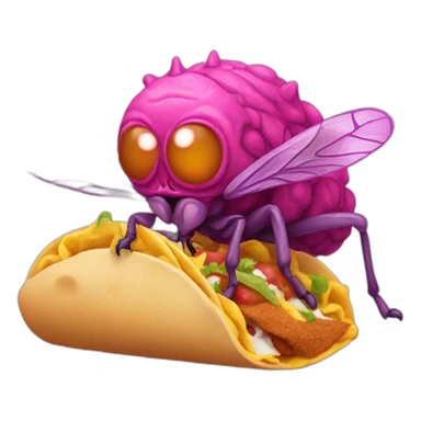 pink zombie fly eating a taco sticker