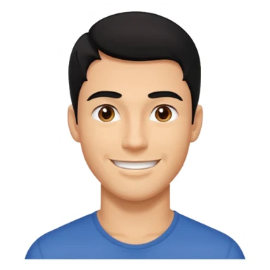 A guy with black hair and a jaw line sticker