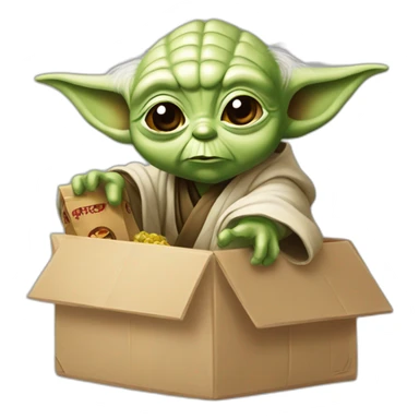 YODA CARGANDO CAJA CON MERCANCIA CHINA sticker