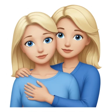 Sexy blue-eyed young woman with blonde hair hugs a middle-aged brown-eyed blonde woman sticker