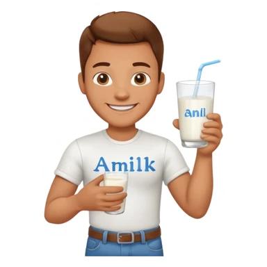 carton style character with ''AMILK'' written on them sticker