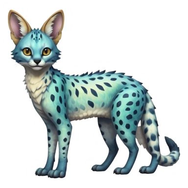 Epic scaley scaled iridescent complex detailed realistic aesthetic-scenic-Fakémon-Trico-Sergal-Serval-Vernid-creature sticker