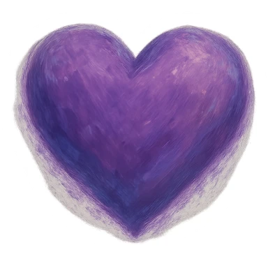 purple heart, painterly, ghibli style, no text sticker