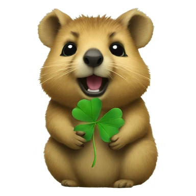 quokka holding a clover sticker