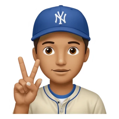 Cool hip guy with NY baseball cap doing a peace sign with his fingers sticker