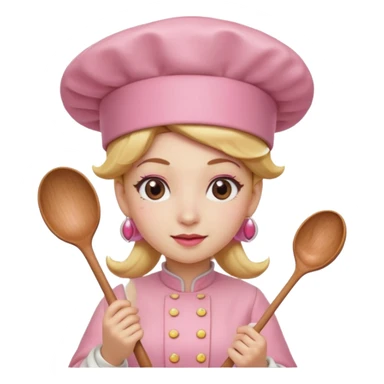 Pink chef hat princess peach with a hand and spoon sticker