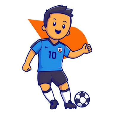 Soccer defender in blue jersey celebrating sticker