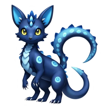 Colorful Iridescent Exotic Salandit-Meowstic-Umbreon-Fakémon-hybrid-creature (full body)  sticker