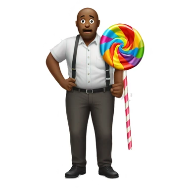 man failing to eat enormous lollipop sticker