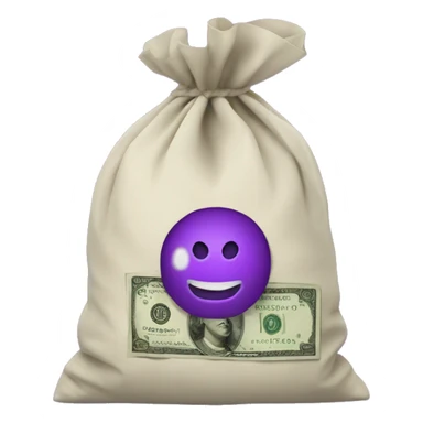 purple money in a bag sticker