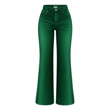 Realistic long Wide leg high waisted green velour jeans, isolated sticker