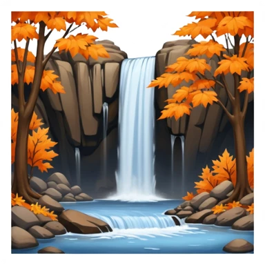 autumn with brown trees waterfall sticker