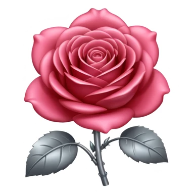 gray metal chrome rose, without green leaves, just flower sticker