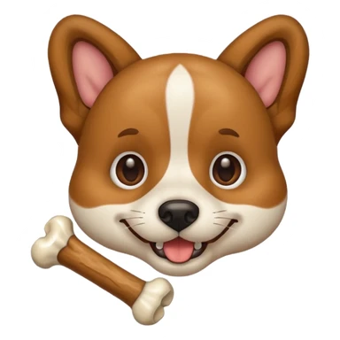 dog faace with bone in mouth sticker