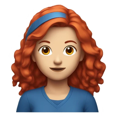 a female esports coach with red hair and blue shirt.  sticker