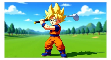 Photo of a Son goku in golf 4, dragon ball style sticker