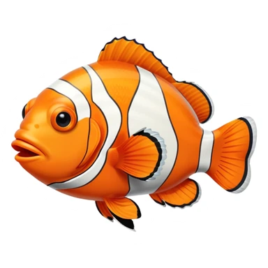 An orange and white striped clown fish with black outlines sticker