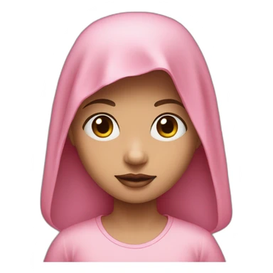 A little girl with black eyes, a light skin, a pink veil and et a pink T-shirt  sticker