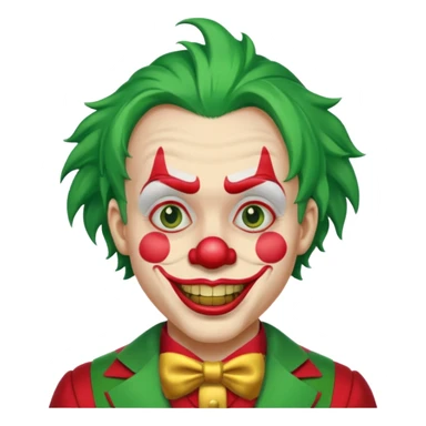 criar palhaço com cabelo verde dentes de ouro, terno vermelho sticker