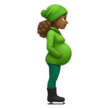 Pregnant woman dressed in green side profile white ski.  sticker