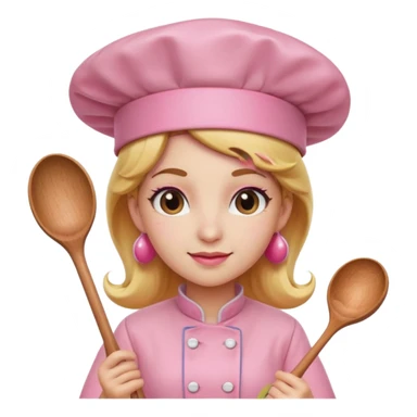 Pink chef hat princess peach with a spoon sticker